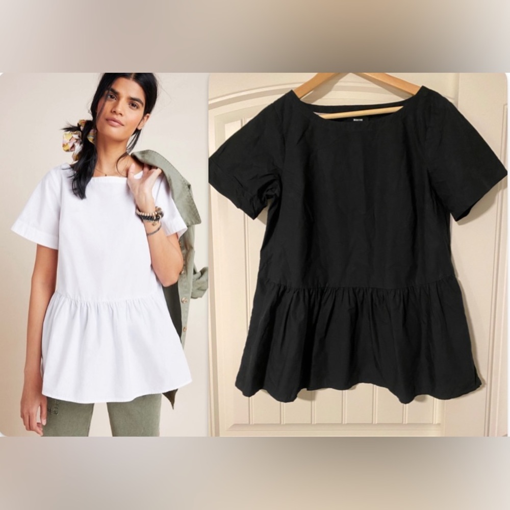 Maeve for Anthropologie Darla Poplin Blouse, BLACK